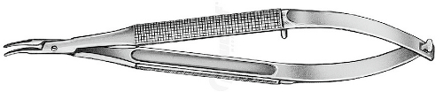 RU 5971-11 / Porte-Aiguille Barraquer Courbé, Sans Blocage, 0,5 mm, 11 cm