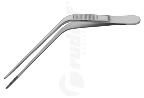 RU 7860-12 / Ear Dressing Forceps Troeltsch (Wilde), Angular, 12 cm - 4 3/4", 2 mm